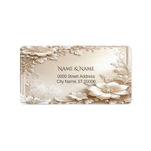 Ivory Flowers Return Address Label (Front)
