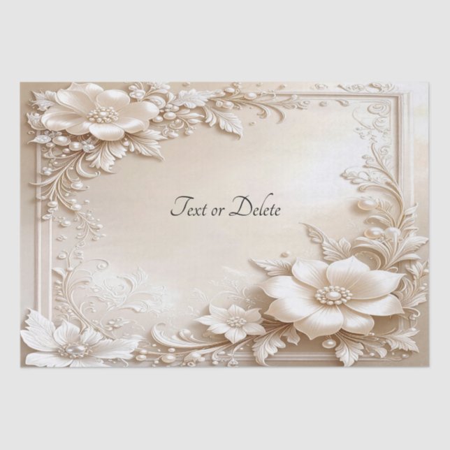 Ivory Flowers Tissue Paper (Front)
