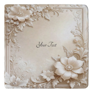 Ivory Flowers Trivet