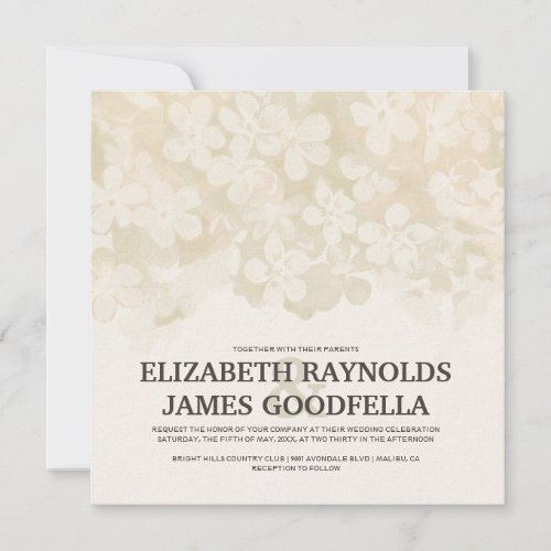 Ivory Flowers Wedding Invitations