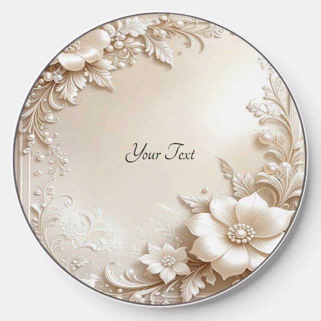 Ivory Flowers Wireless Charger (Front)