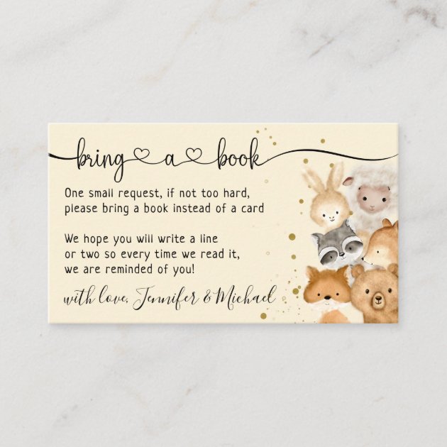 Ivory Forest Baby Animals Bring a Book Enclosure Card