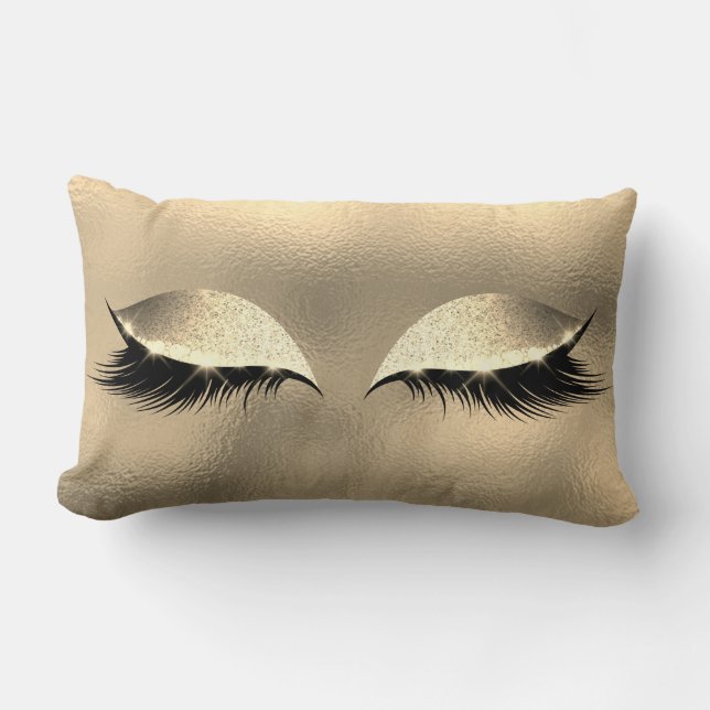 Ivory Foxier Vip Lashes Glass Sleep Glitter Makeup Lumbar Pillow (Front)