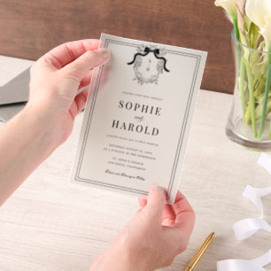 Ivory French Crest Monogram Wedding Vellum Invitations