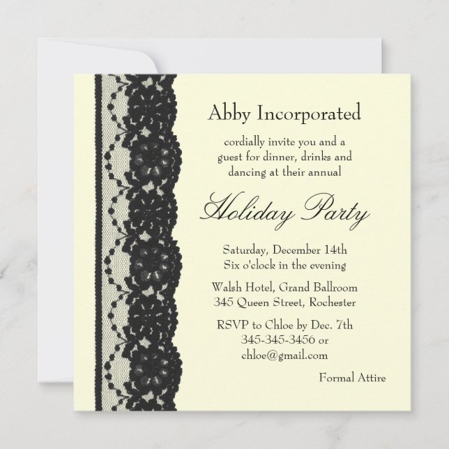 Ivory French Lace Holiday Invitation (corp) (Front)