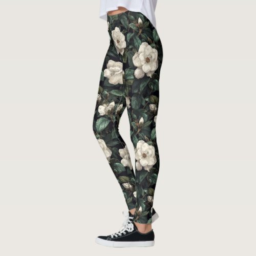 Ivory Gardenias Fitness Fashion Gardenias Accent Leggings