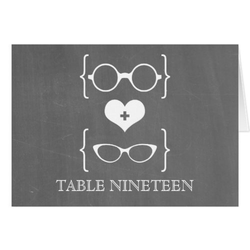 Ivory Geeky Glasses Chalkboard Table Number Card
