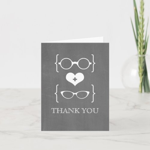 Ivory Geeky Glasses Chalkboard Thank You Card