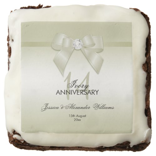 Ivory Gem Bow  Ribbon 14th Wedding Anniversary Brownie