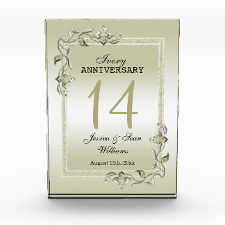 Ivory Gem & Glitter 14th Wedding Anniversary  Acrylic Award