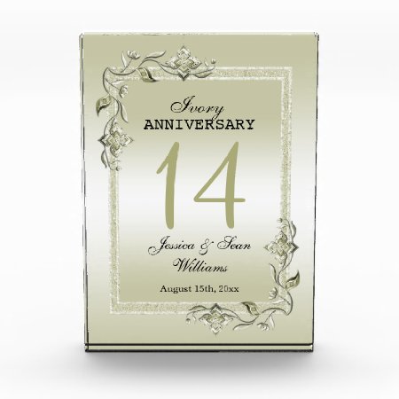 Ivory Gem & Glitter 14th Wedding Anniversary  Acrylic Award