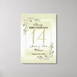 Ivory Gem & Glitter 14th Wedding Anniversary  Canvas Print<br><div class="desc">Glamorous and elegant posh 14th Ivory Wedding Anniversary canvas print with stylish ivory gem stone jewels corner decorations and matching colored glitter border frame. A romantic design for your celebration. All text, font and font color is fully customizable to meet your requirements. If you would like help to customize your...</div>