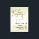 Ivory Gem & Glitter 14th Wedding Anniversary  Canvas Print<br><div class="desc">Glamorous and elegant posh 14th Ivory Wedding Anniversary canvas print with stylish ivory gem stone jewels corner decorations and matching colored glitter border frame. A romantic design for your celebration. All text, font and font color is fully customizable to meet your requirements. If you would like help to customize your...</div>