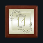 Ivory Gem & Glitter 14th Wedding Anniversary  Gift Box<br><div class="desc">Glamorous and elegant posh 14th Ivory Wedding Anniversary gift box with stylish ivory gem stone jewels corner decorations and matching colored glitter border frame. A romantic design for your celebration. All text, font and font color is fully customizable to meet your requirements. If you would like help to customize your...</div>