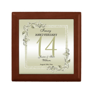 Ivory Gem & Glitter 14th Wedding Anniversary  Gift Box