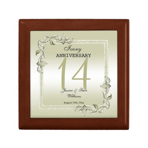 Ivory Gem  Glitter 14th Wedding Anniversary  Gift Box
