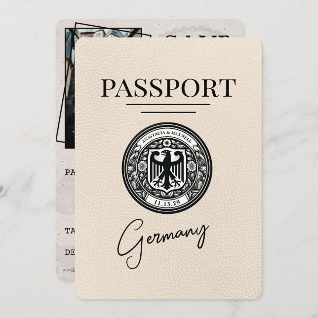Ivory Germany Passport Save The Date (Front/Back)