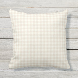 Ivory Gingham Pattern Outdoor Pillows