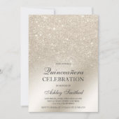 ivory glitter ombre metallic foil Quinceañera Invitation (Front)