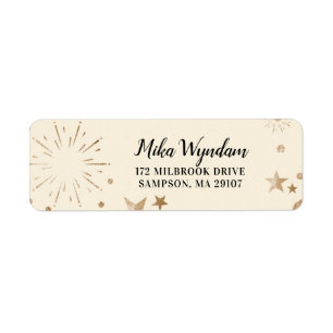 Ivory Glitter Stars and Fireworks Return Address Label