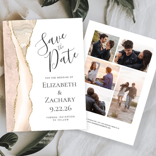 Ivory Gold Agate 5-Photo Save the Date (Creator Uploaded)