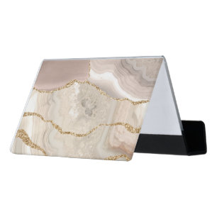 ivory gold agate desk business card holder