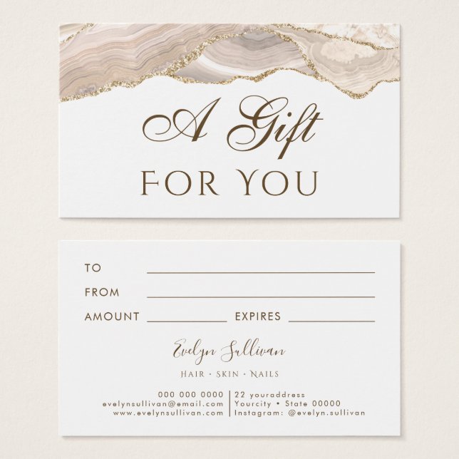 Ivory Gold Agate Gift Card (Front & Back)