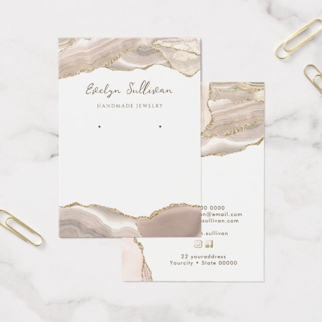 Ivory gold agate jewelry display card (Office)
