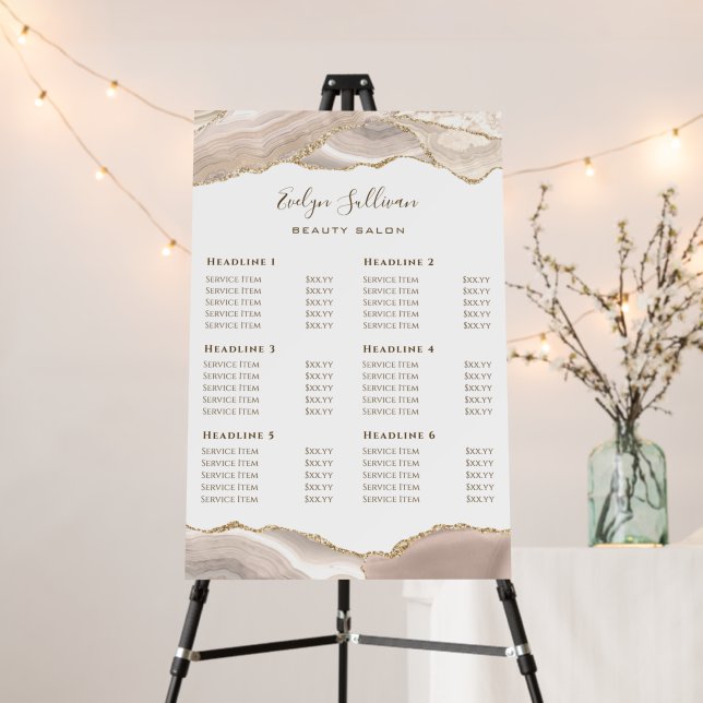 Ivory Gold Agate Price List Foam Board (In Situ (Stand))