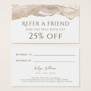 Ivory Gold Agate Referral Card