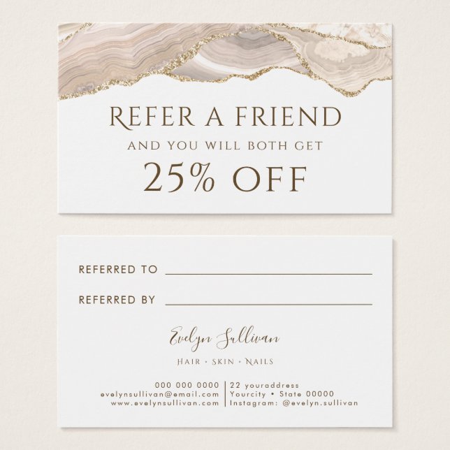 Ivory Gold Agate Referral Card (Front & Back)