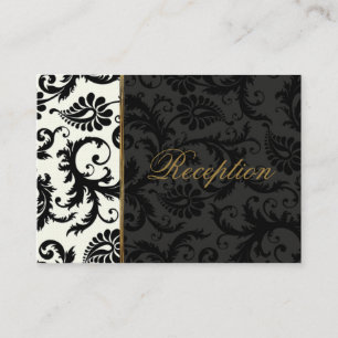 Ivory, Gold, and Black Damask Linen Enclosure Card