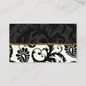 Ivory, Gold, and Black Damask Linen Placecards (Back)