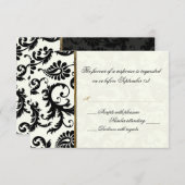 Ivory, Gold, and Black Damask Reply Card (Front/Back)