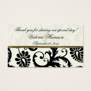 Ivory, Gold, and Black Damask Wedding Favor Tag