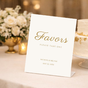 Ivory Gold Anniversary Favors Table Sign