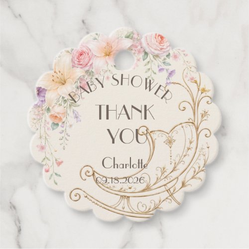 Ivory Gold Baby Shower Favor Tag