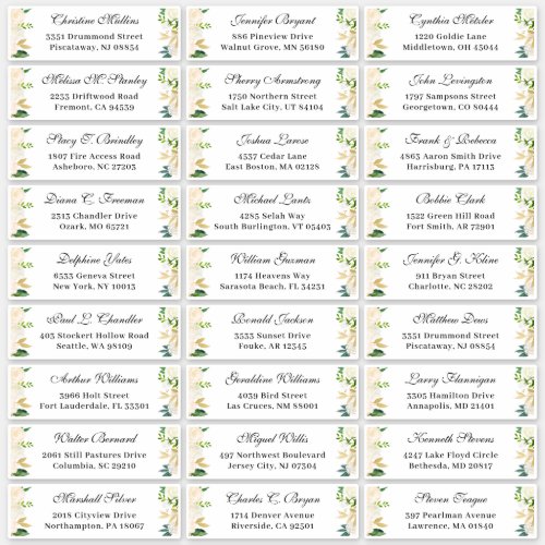 Ivory Gold Botanical Floral Wedding Guest Address Sticker