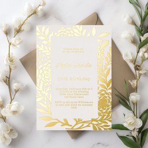 Ivory gold botanical luxury birthday foil invitation