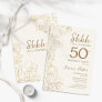 Ivory Gold Botanical Surprise 50th Birthday Invitation