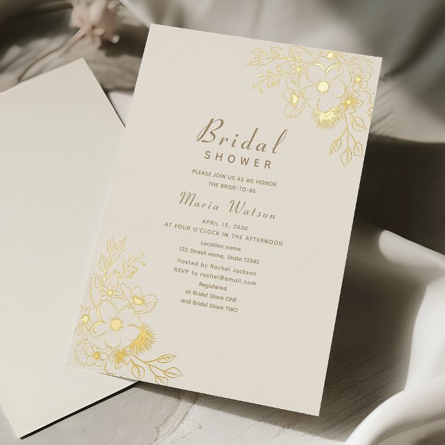 Ivory Gold Bridal Shower Foil Invitation (Creator Uploaded)
