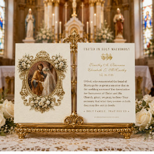 Ivory Gold Catholic Marriage Blessing Holy Card