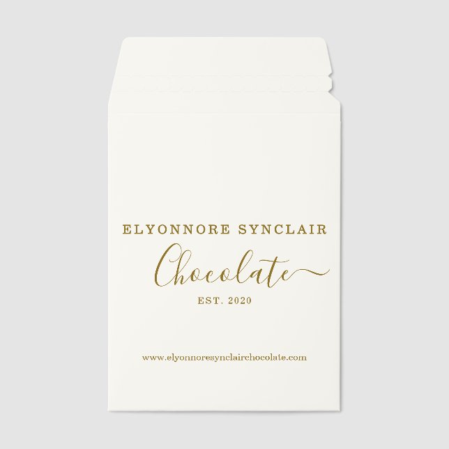 Ivory Gold Chocolatier Brand Business Envelope Mailers (Front)