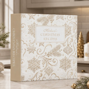 Ivory Gold Christmas Recipe 3 Ring Binder