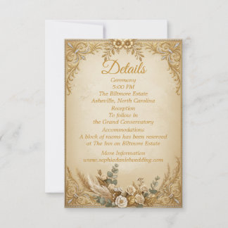 Ivory Gold Crown Pampas Elegant Royal Boho Note Card