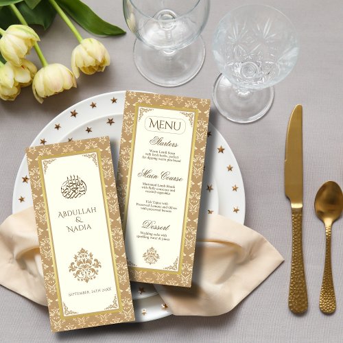 Ivory Gold Damask Elegance Islamic Muslim Wedding Menu