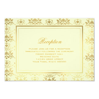 Ivory & Gold Damask Reception Info Card