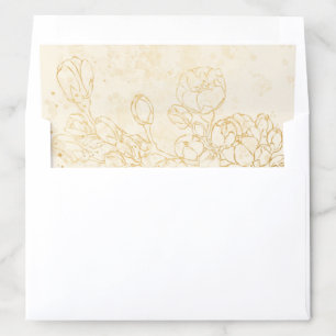 Ivory Gold Delicate Botanical Envelope Liner