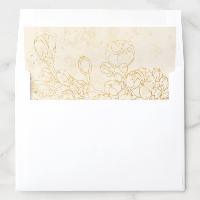 Ivory Gold Delicate Botanical Envelope Liner (In Envelope)