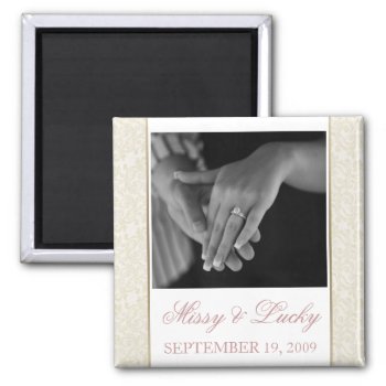 Ivory & Gold Filigree Save The Date Magnet by mjakubo434 at Zazzle